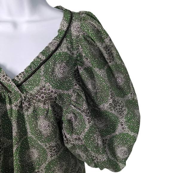 Miss Sixty Collection Green Puff Sleeve V Neck  Blouse XS - Picture 4 of 10